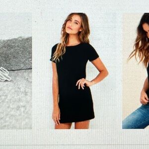 Lulu's Black Short Sleeve Sheath Mini Dress